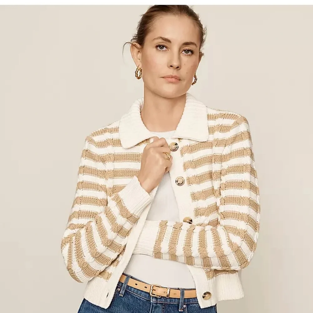 Ann Taylor Striped Cable Sweater - size L & NWT - Picture 1 of 9